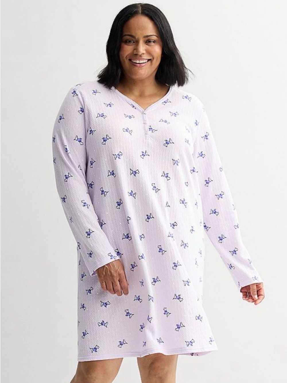 NWOT croft & barrow Lavender Sleepwear Top with Navy Cat Detail